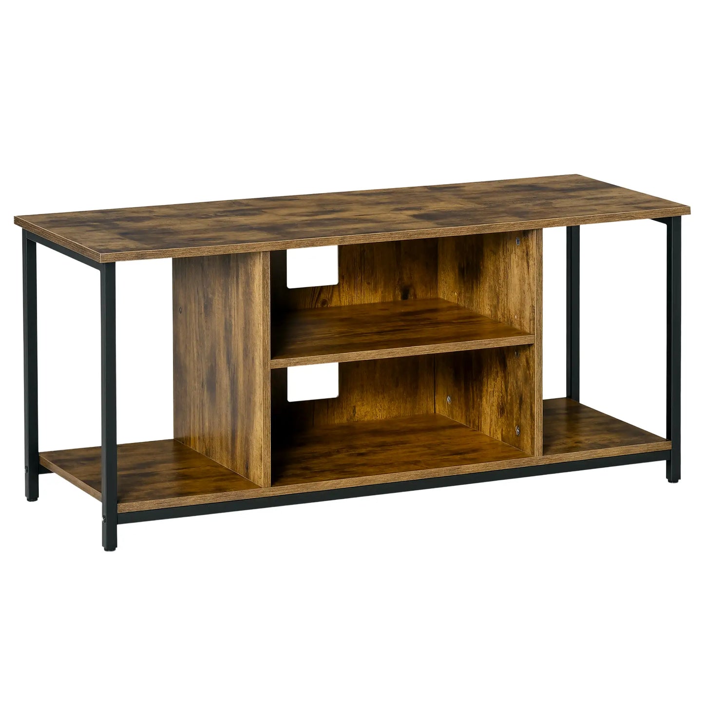 TV Stand for 55 Inch TVs, Open Shelf Console, Rustic Brown TV Stands Rustic Brown at Gallery Canada