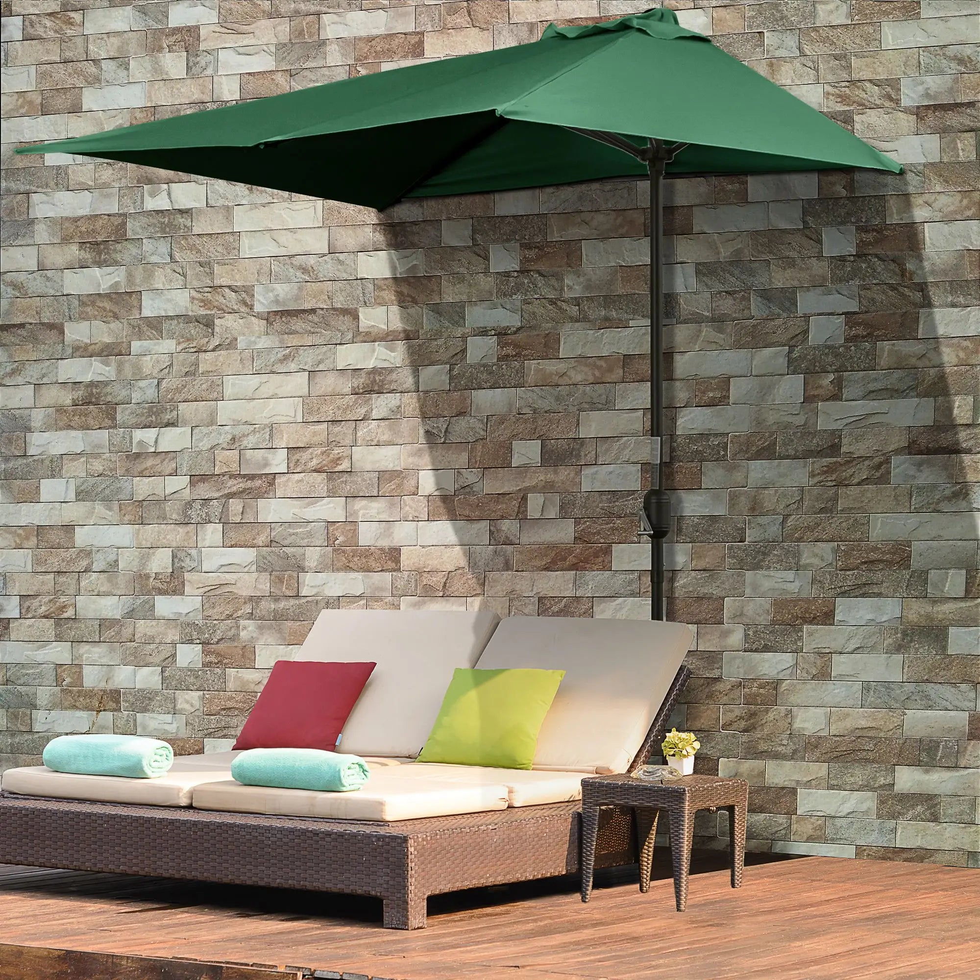 8ft Half Umbrella, Outdoor Balcony Parasol, Patio Sun Shade, Green Sun Umbrellas at Gallery Canada