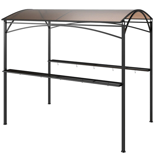 8' x 5' Hardtop Grill Gazebo, PC Board Roof, 2 Shelves, 10 Hooks BBQ Grill Gazebos Brown at Gallery Canada
