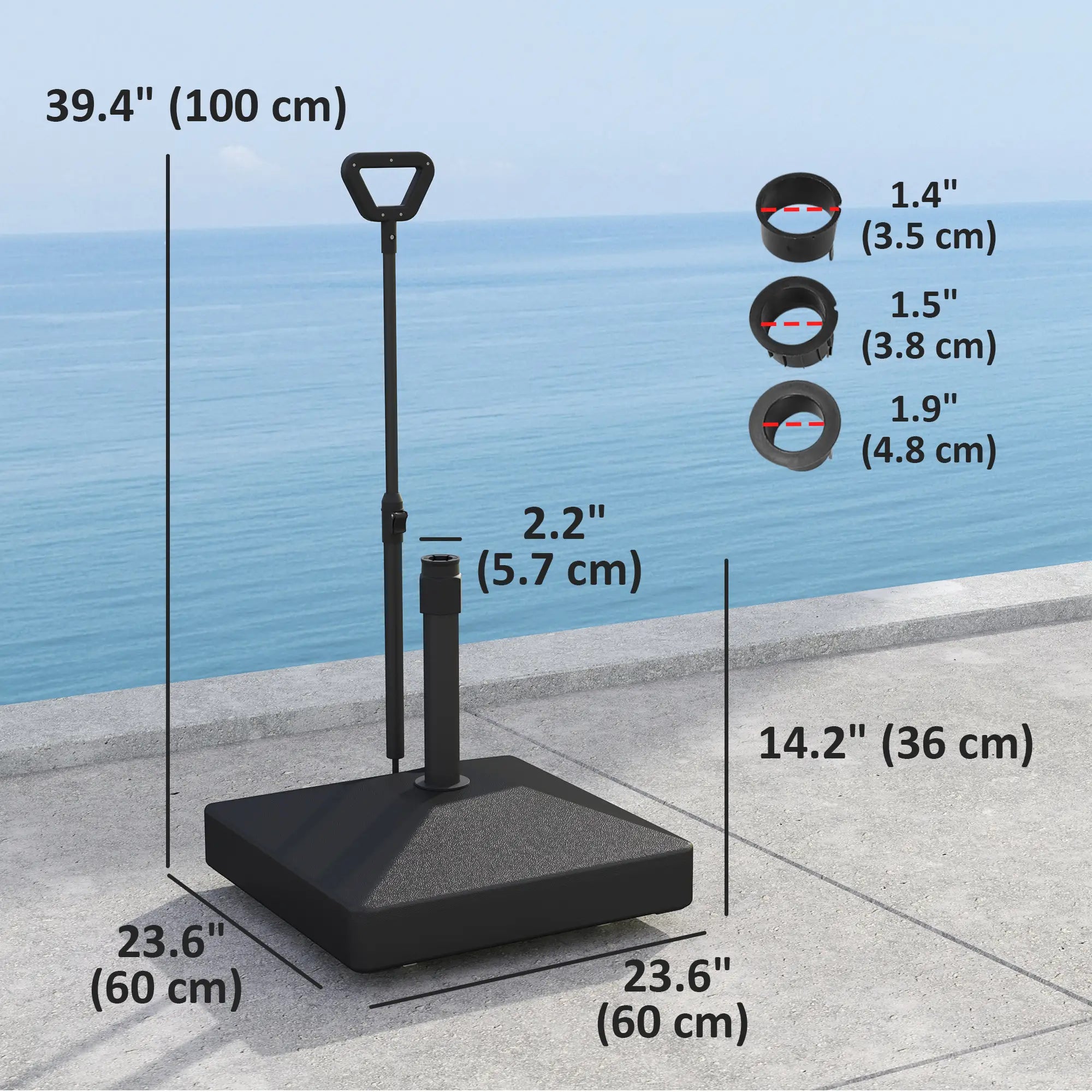 Adjustable Wheel Patio Umbrella Base, 121lbs Stand, 99lbs Water, Black Umbrella Bases at Gallery Canada