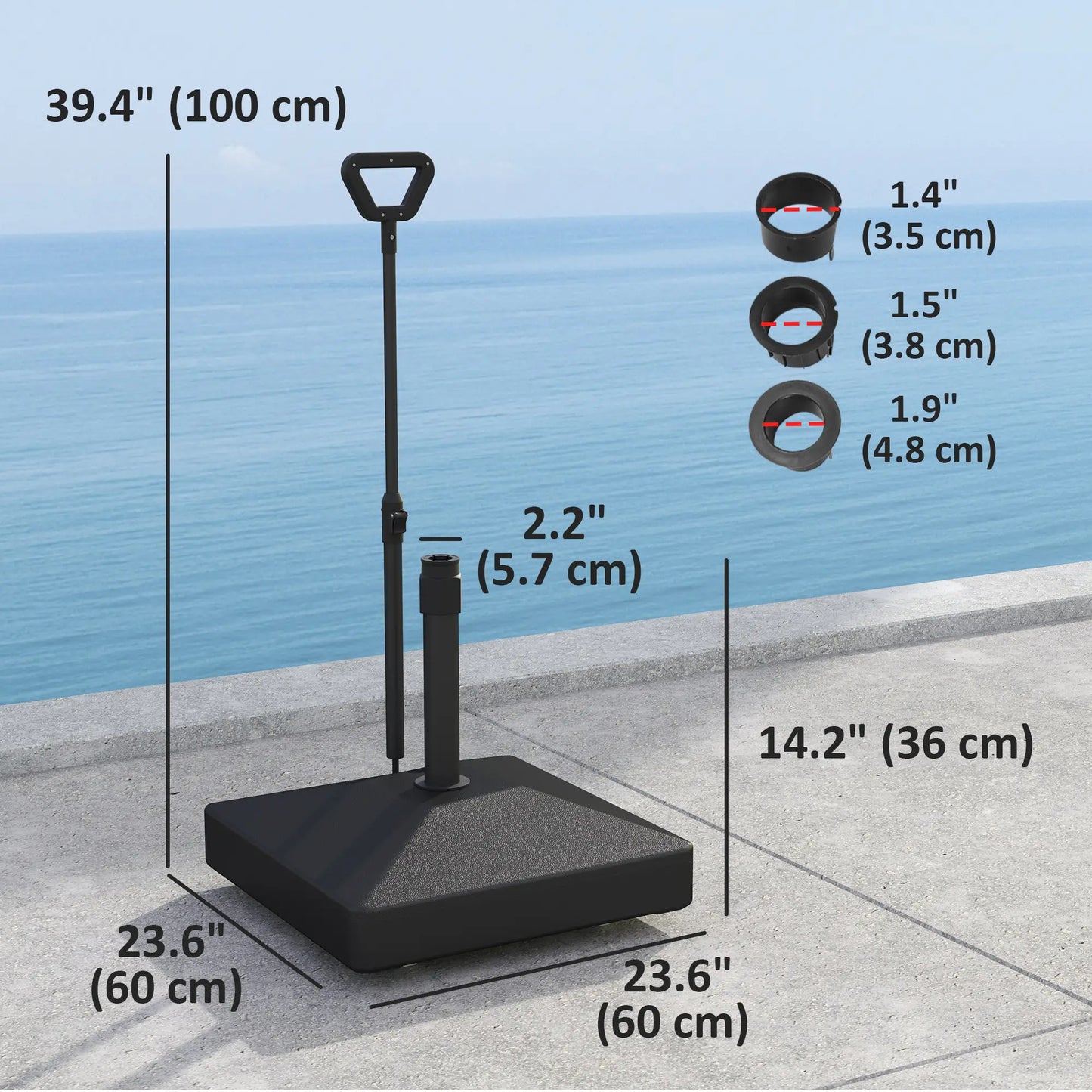 Adjustable Wheel Patio Umbrella Base, 121lbs Stand, 99lbs Water, Black Umbrella Bases at Gallery Canada