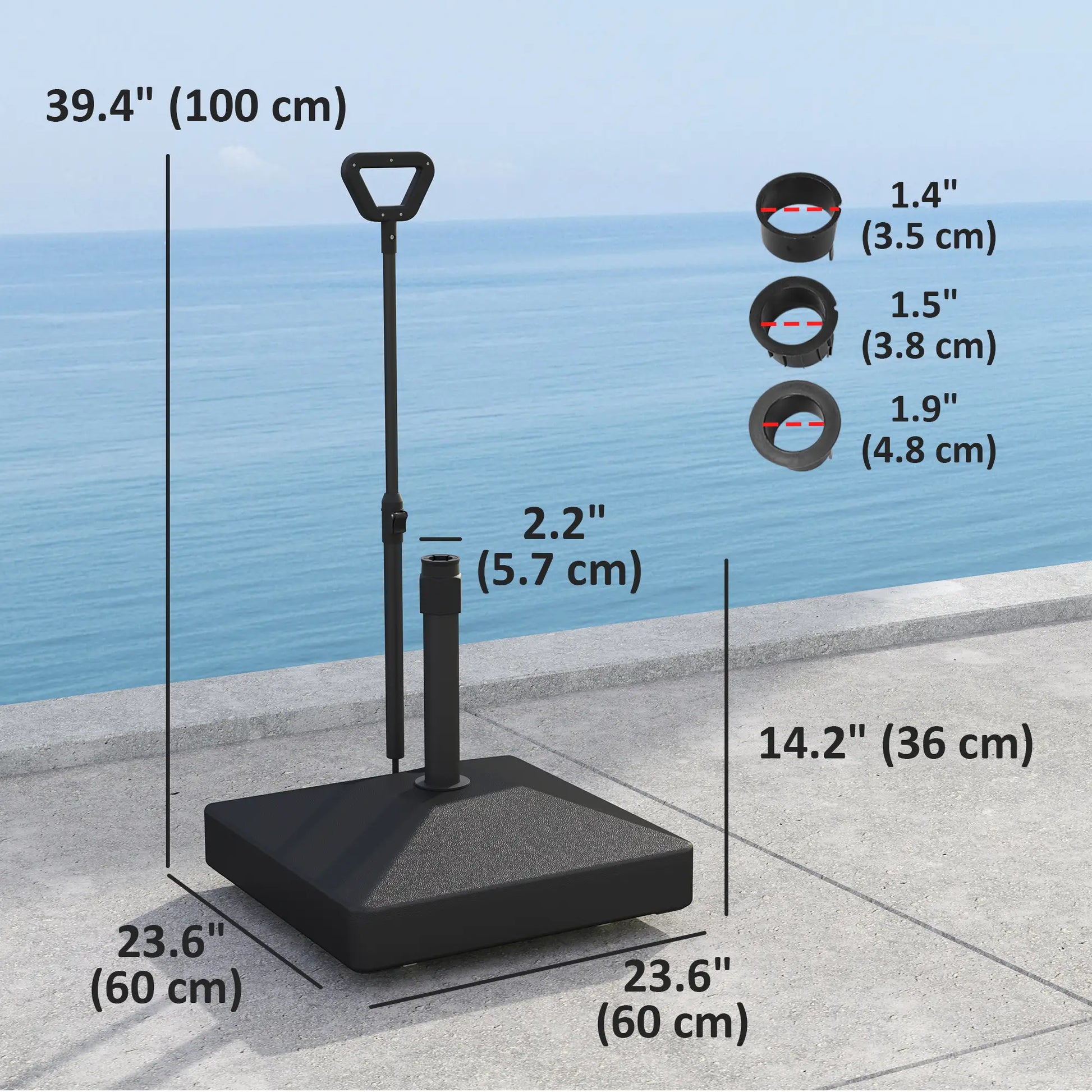 Adjustable Wheel Patio Umbrella Base, 121lbs Stand, 99lbs Water, Black Umbrella Bases at Gallery Canada