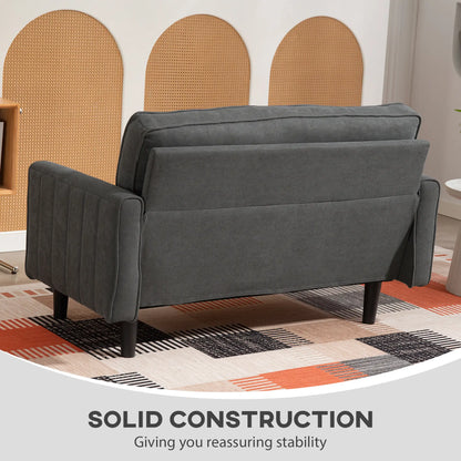 Linen Loveseat Sofa, 2 Seater with Thick Padded Seat, Dark Grey 2-Seater Sofas at Gallery Canada