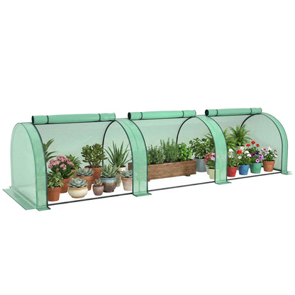 Mini Tunnel Greenhouse, PE Cover, Steel Frame, Zipped Doors, Green Greenhouses at Gallery Canada