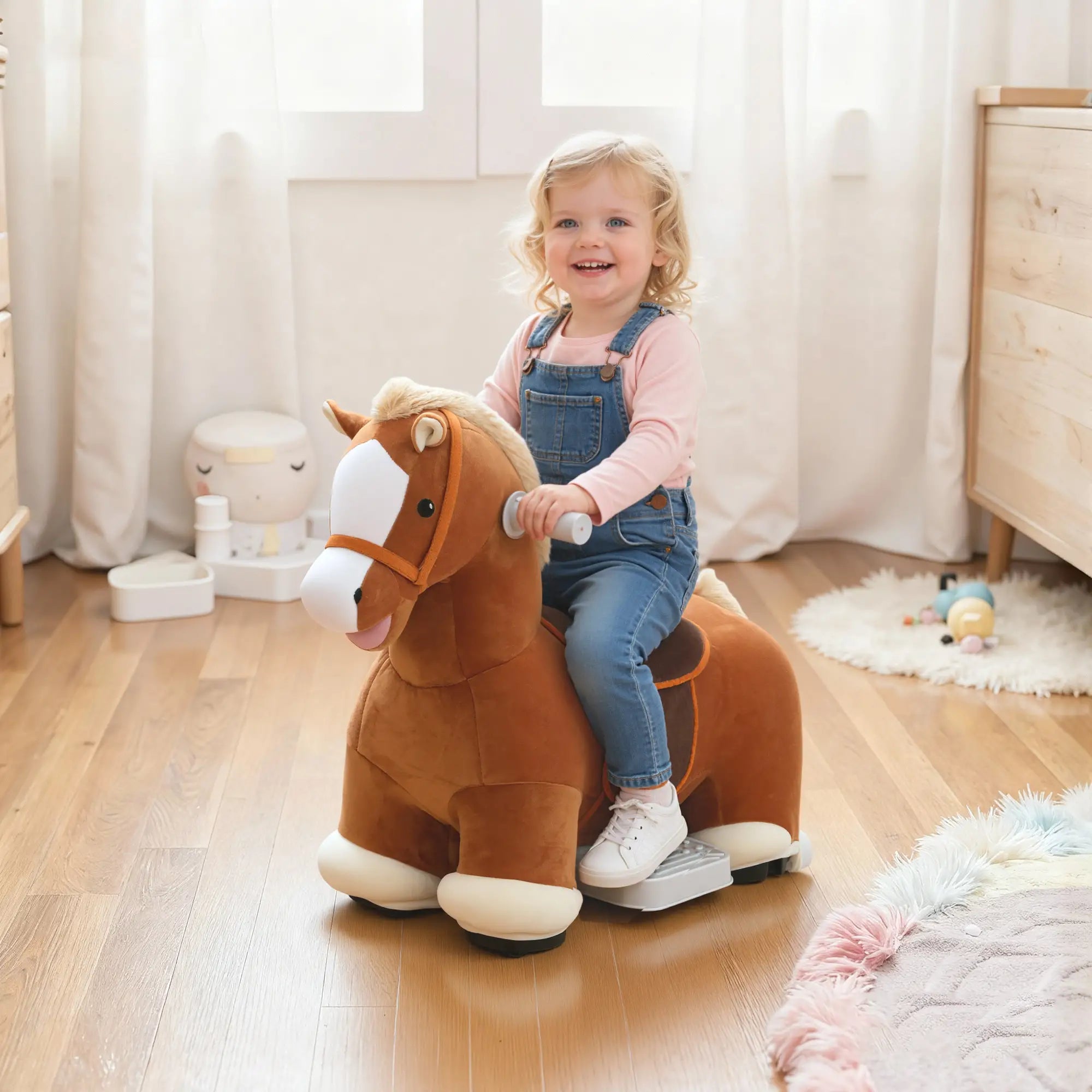 Electric Ride On Horse, Battery Powered Toy, Brown Rocking Horses at Gallery Canada