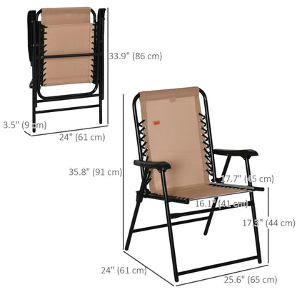 Folding Outdoor Chair, Bungee Sling Patio Dining, 1-Pack, Beige