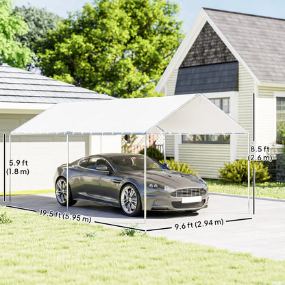 10' x 20' Heavy Duty Galvanized Carport Canopy, Anchor Kit, White Car Shelters at Gallery Canada