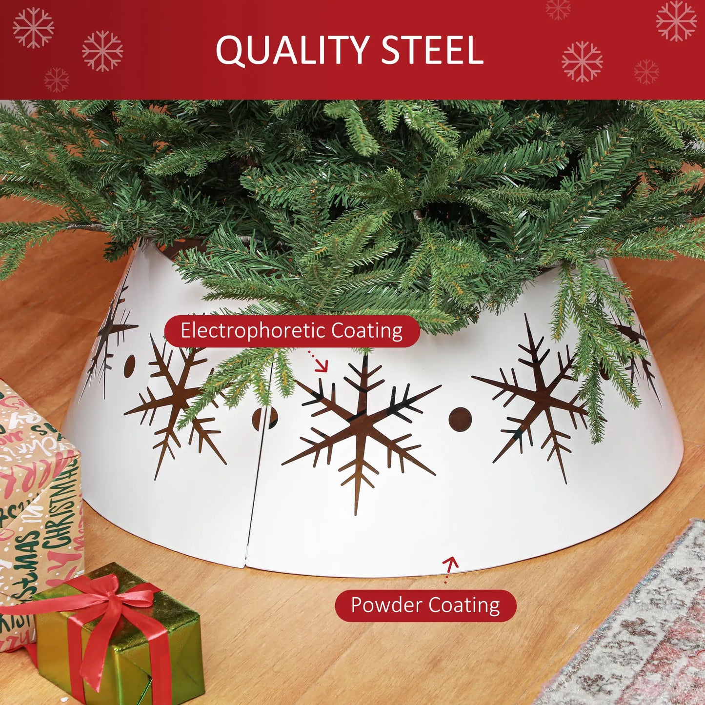 26" Christmas Tree Base Cover, Hollow Snowflake Patterns, White Christmas Trees at Gallery Canada