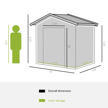 7' x 4' x 6' Garden Storage Shed, Metal Tool House, Green Sheds at Gallery Canada