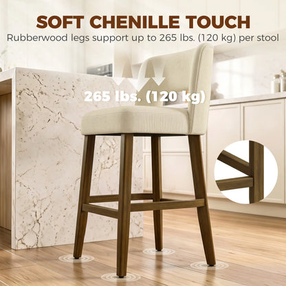 Bar Stools Set of 2, 26" Counter Height, Beige Bar Stools at Gallery Canada