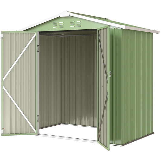 6.5' X 4' Metal Garden Shed, Lockable Double Doors, 4 Vents, Light Green Sheds Light Green at Gallery Canada