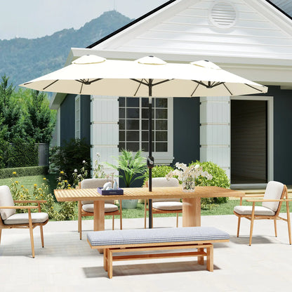 9.7' Double-Sided Patio Umbrella, Tilt Crank Vents, Cream White Sun Umbrellas at Gallery Canada