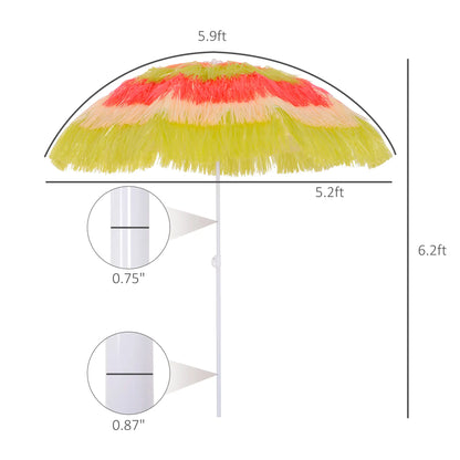 6FT Beach Umbrella, Tilt Sunshade, Adjustable Height, Multi-Color Beach Umbrellas at Gallery Canada