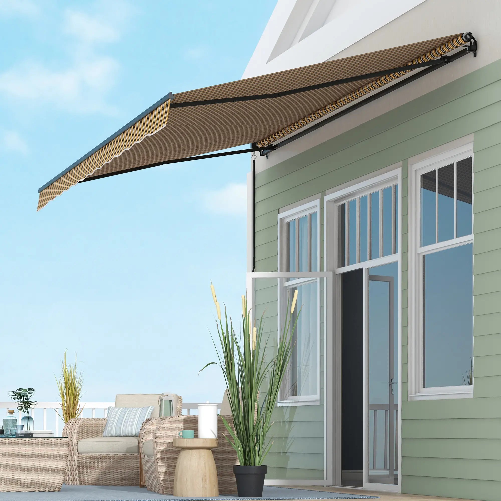 15' x 10' Retractable Awning, UV Resistant Sunshade, Dark Grey, Amber Window Awnings at Gallery Canada
