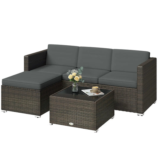 3 Piece Patio Furniture Set With Cushions, Outdoor PE Rattan Wicker, Dark Grey Patio Furniture Sets Brown, Dark Grey at Gallery Canada