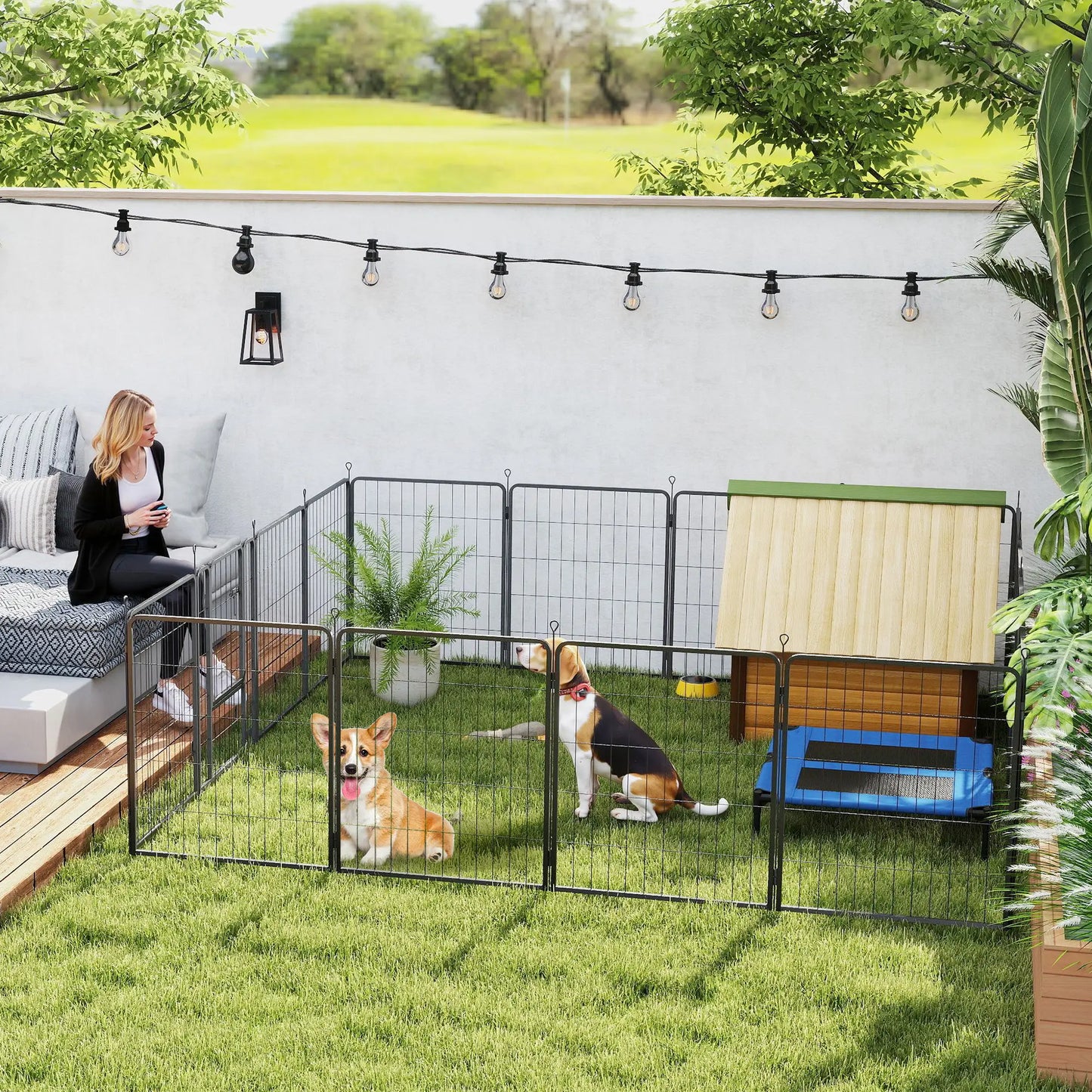 16 Panels Dog Playpen, Portable, for Medium Dogs, 31.5" H Houses, Kennels & Pens at Gallery Canada