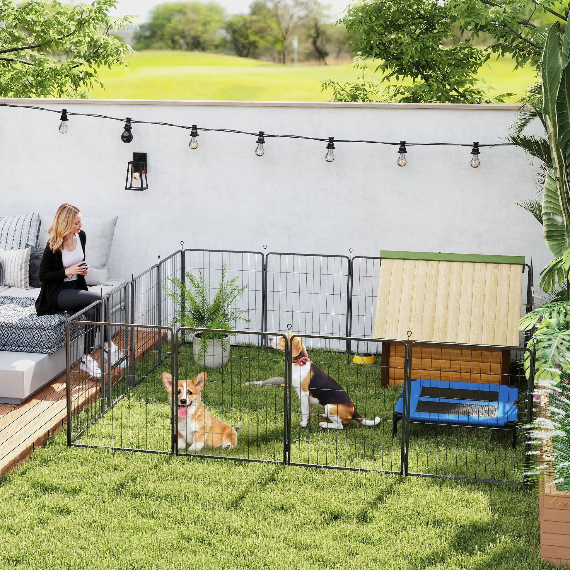 16 Panels Dog Playpen, Portable, for Medium Dogs, 31.5" H Houses, Kennels & Pens at Gallery Canada