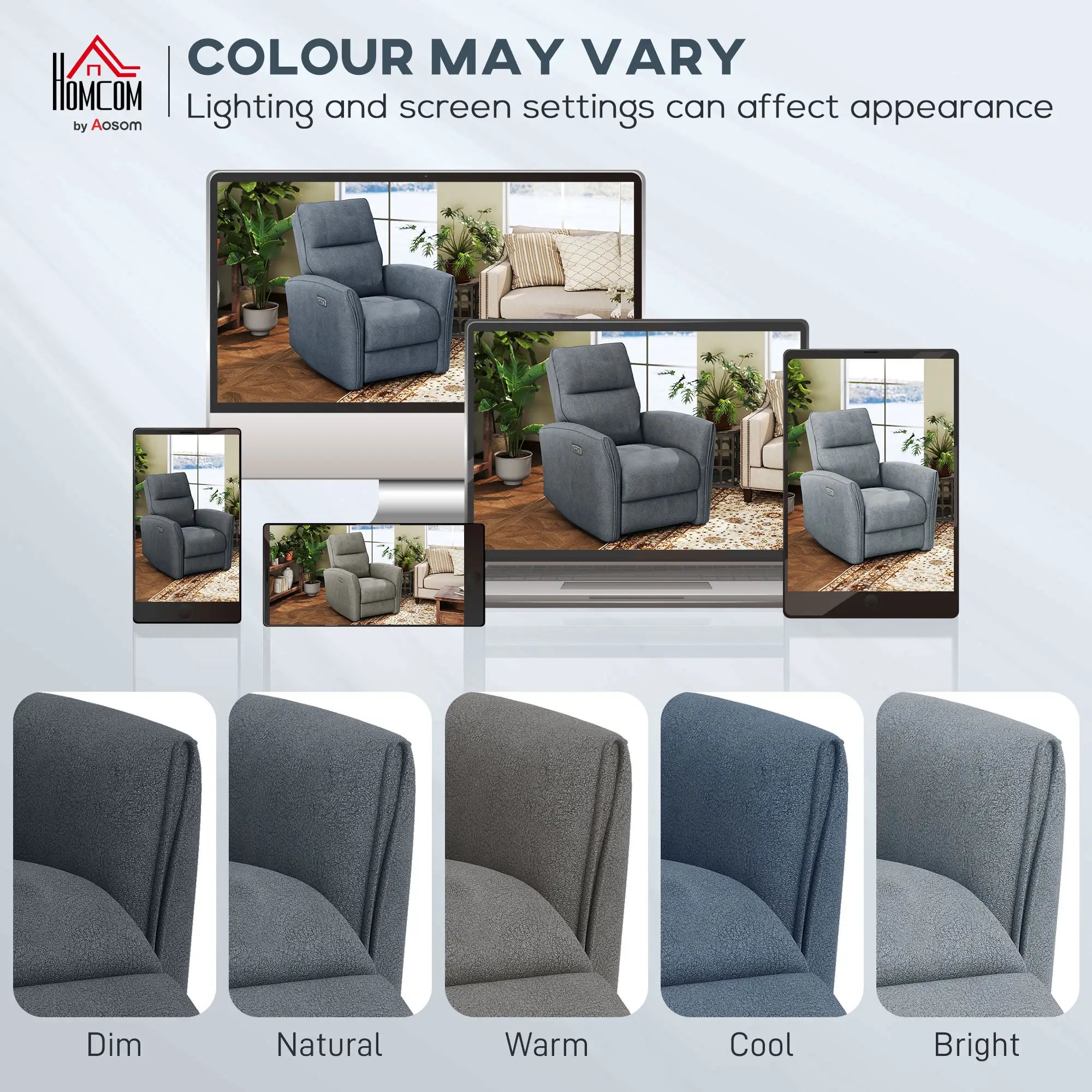 Fabric Recliner Chair, USB Ports, Footrest, Charcoal Grey Sofas & Reclining Chairs at Gallery Canada