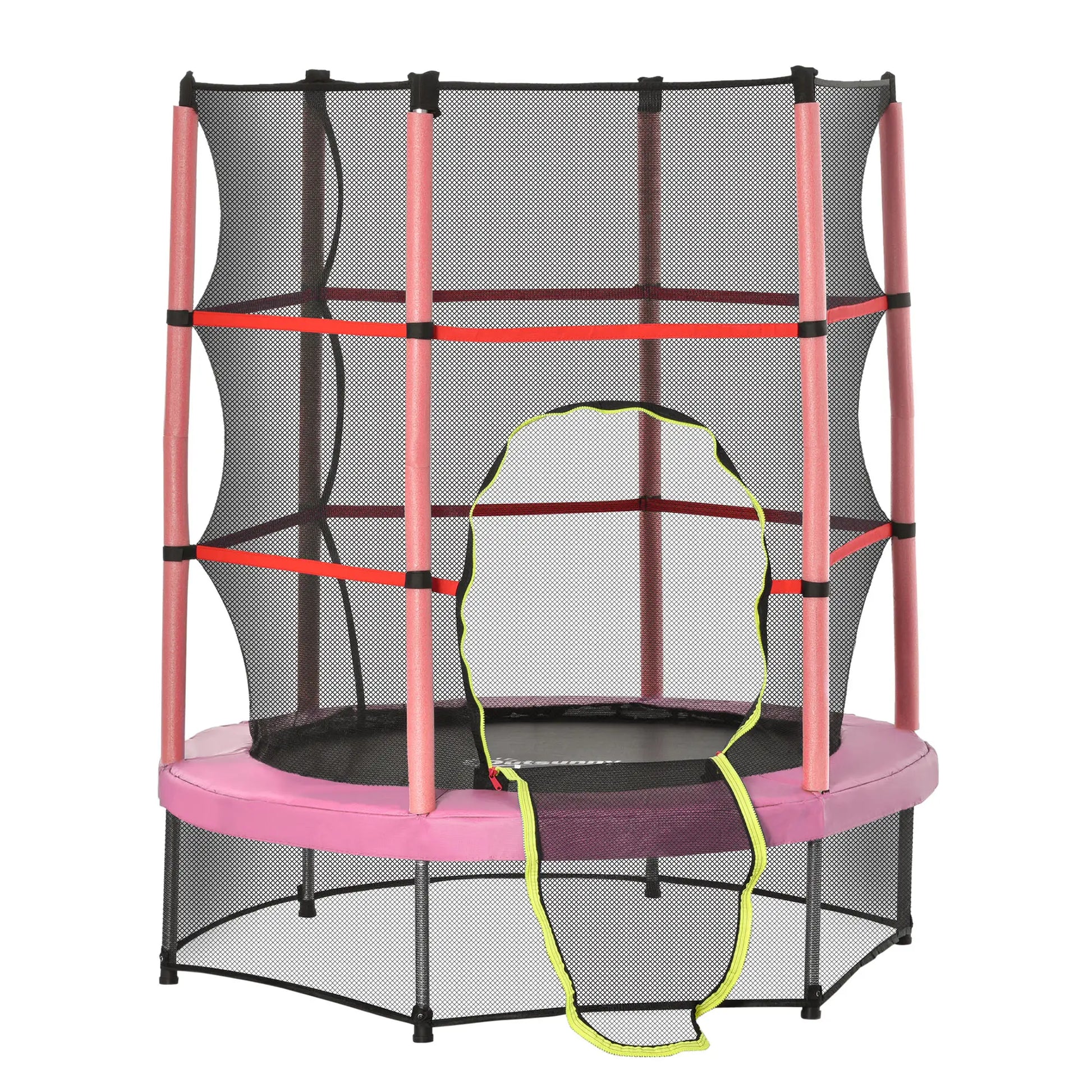 55" Kids Trampoline with Enclosure Net, Indoor/Outdoor, Pink Trampolines Pink, Black at Gallery Canada