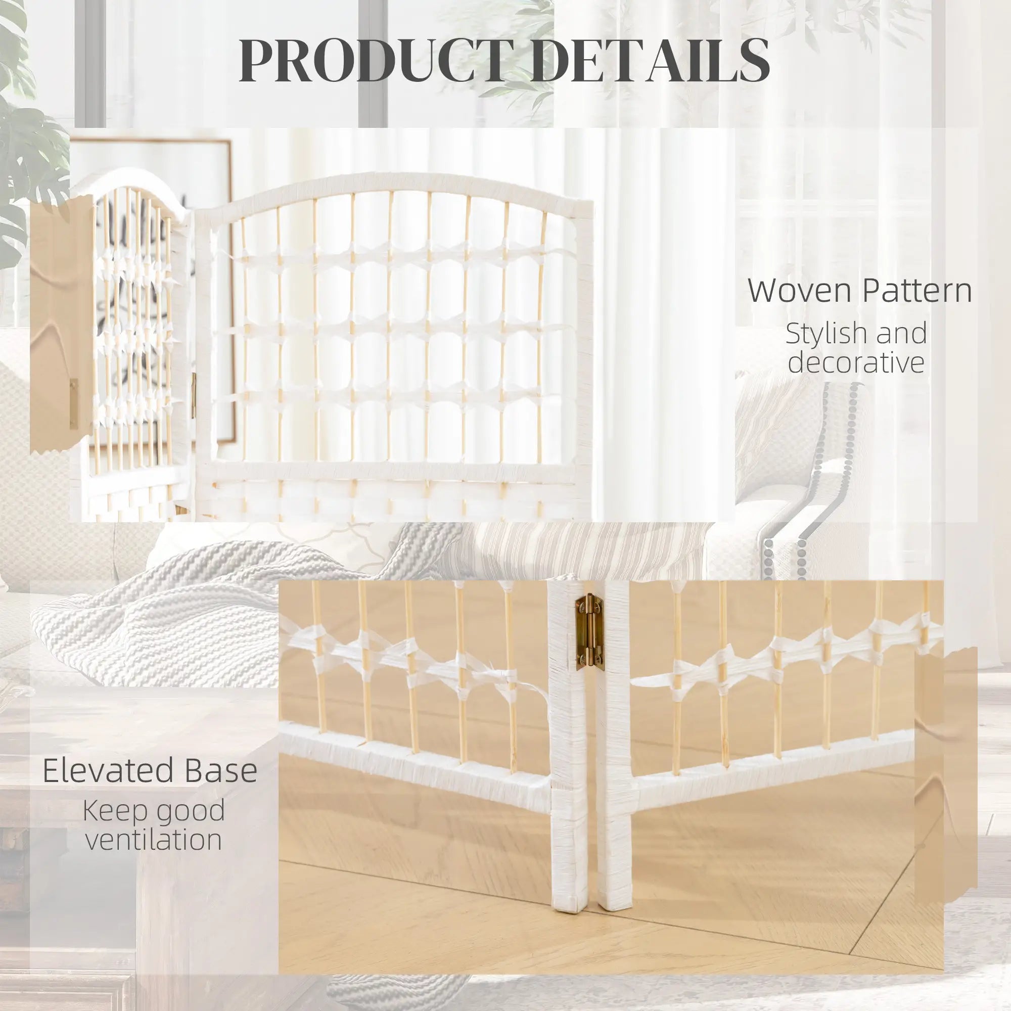 8 Panel Folding Room Divider, Portable Privacy Screen, White Room Dividers at Gallery Canada