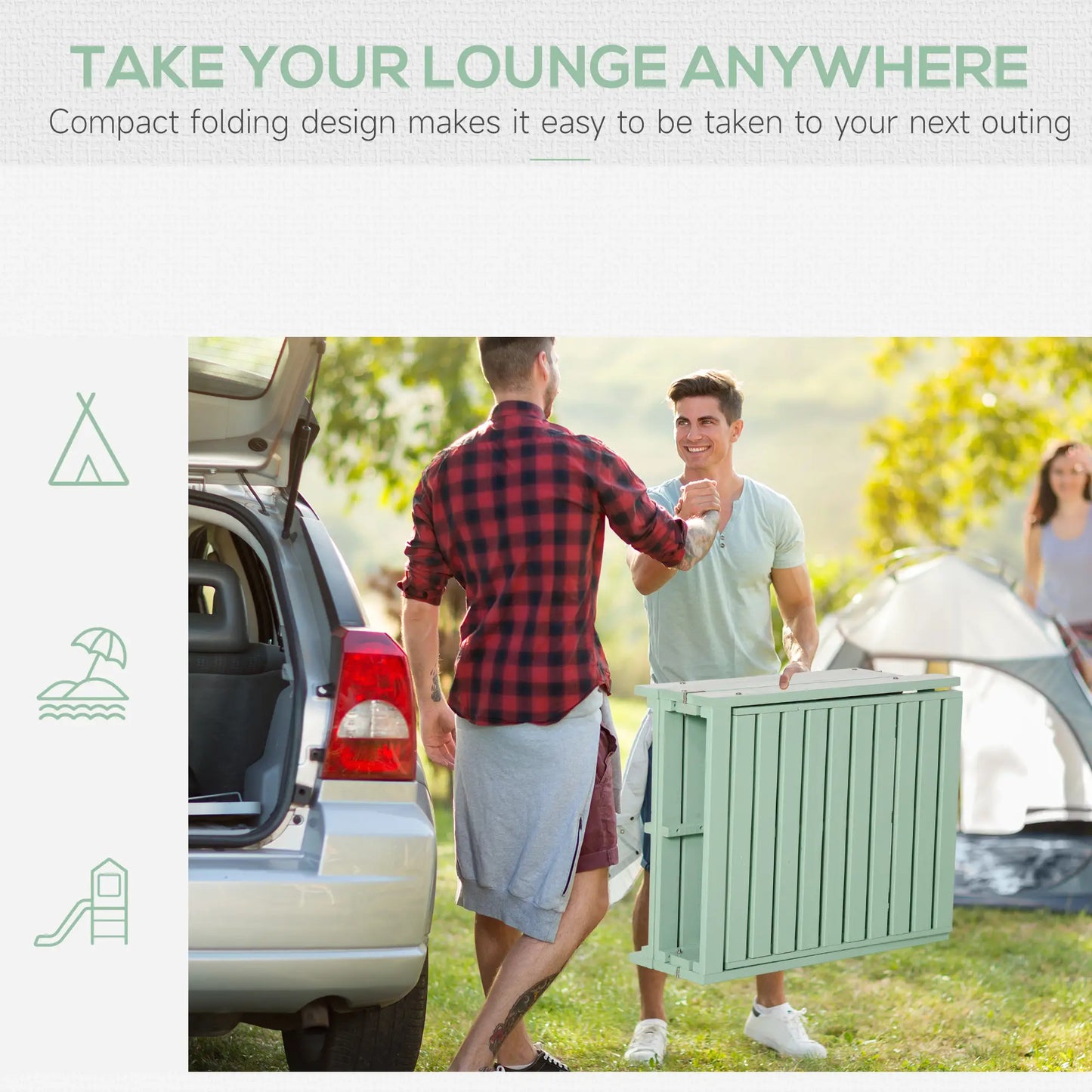 Wooden Folding Chaise Lounge, Outdoor Chair, Adjustable Back, Green Chaise Loungers at Gallery Canada