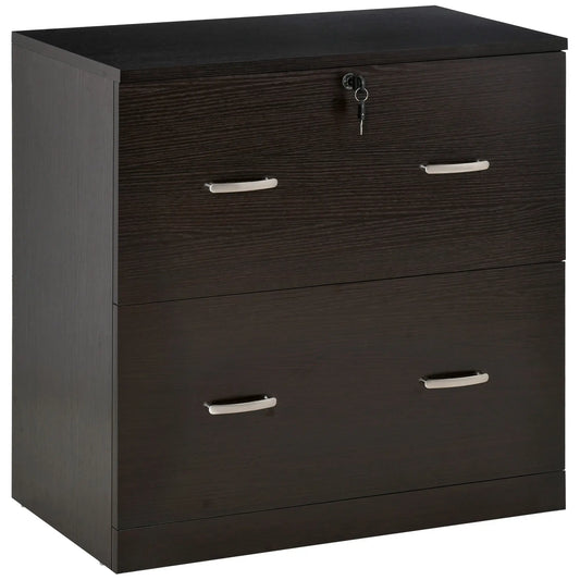2 Drawer File Cabinet with Lock, Hanging Bar, Letter Size, Espresso Office Cabinets & Cupboards Espresso at Gallery Canada