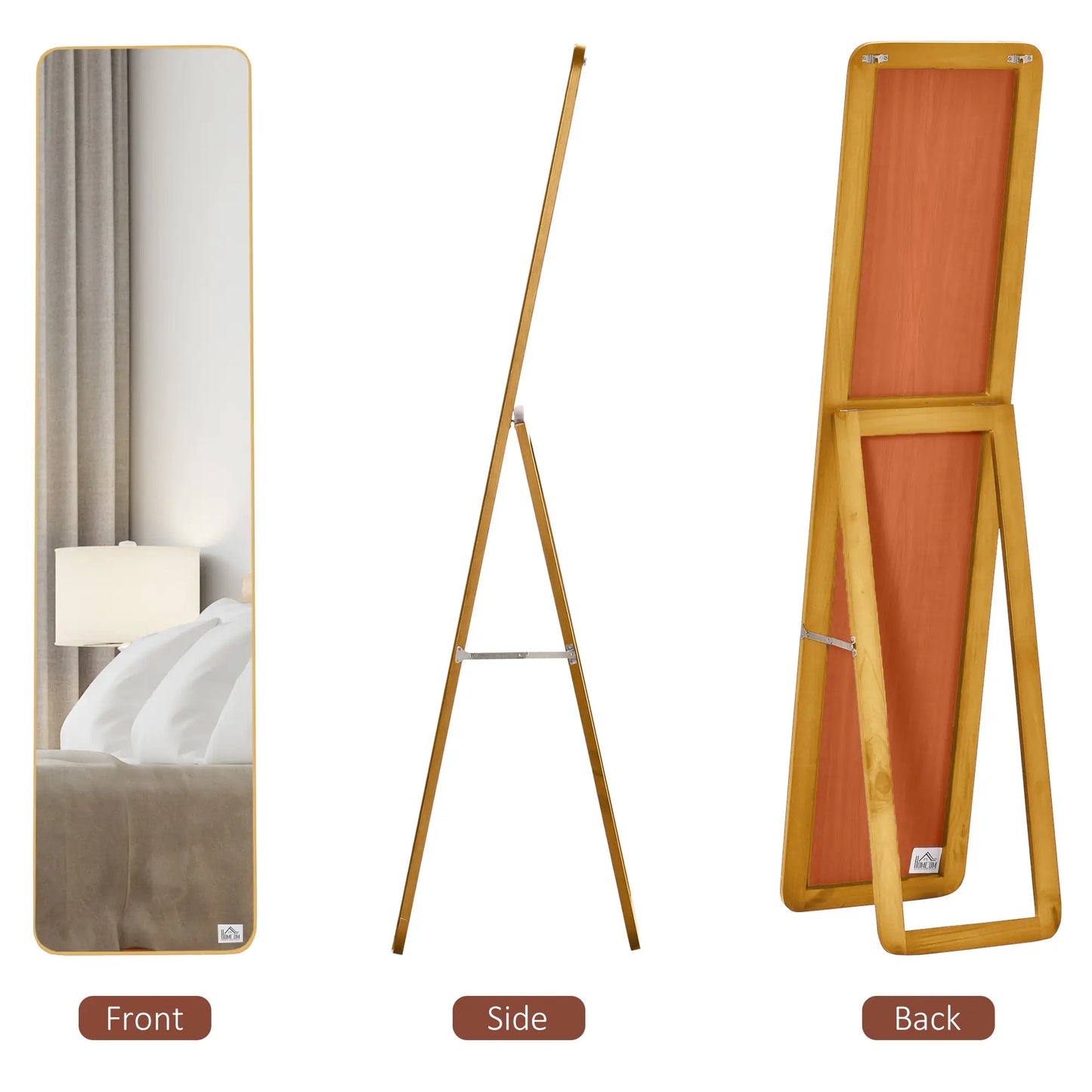 Full Length Mirror, Free Standing, Wood Frame, 15" x 61", Light Walnut Full Length Mirrors at Gallery Canada