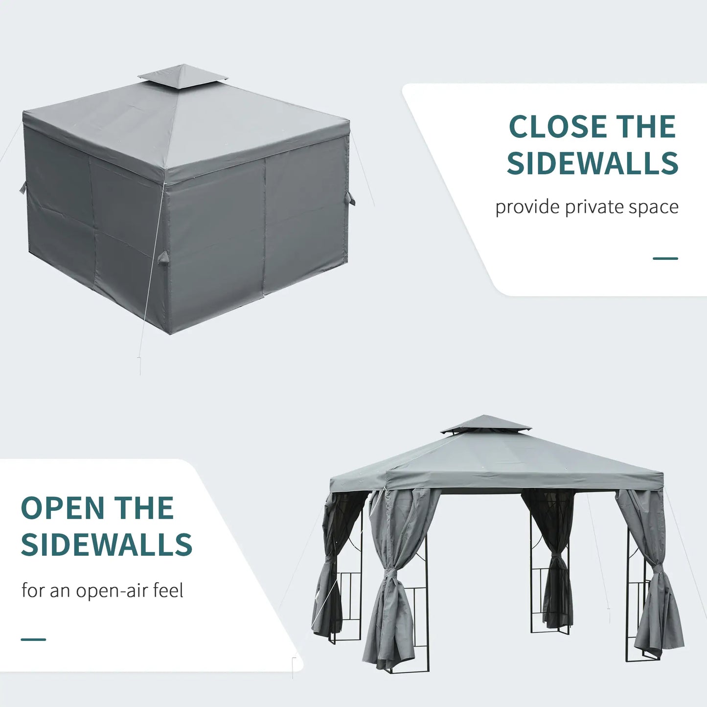 10' x 10' Patio Gazebo, Canopy Shelter with Double-Tier Roof, Dark Grey Gazebos at Gallery Canada