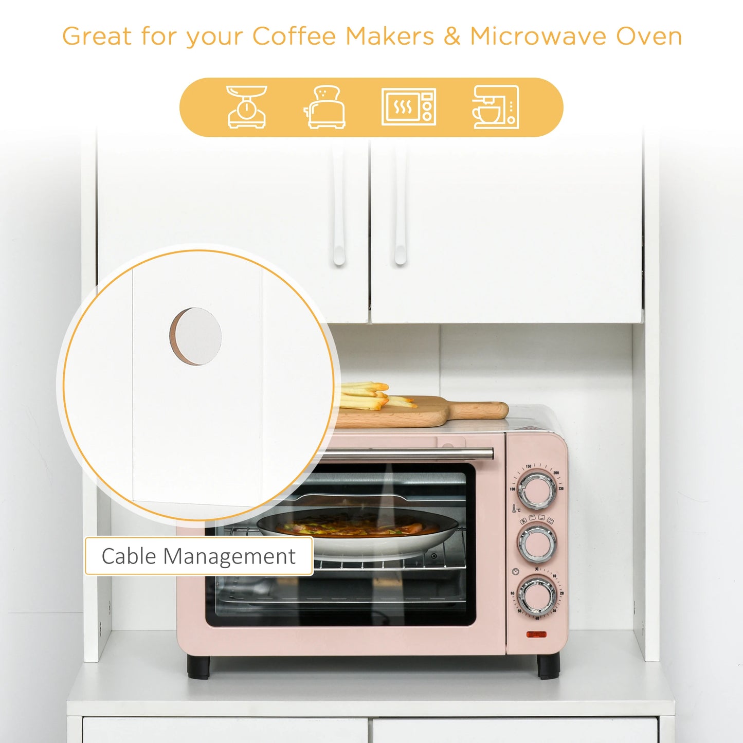 Modern Kitchen Cupboard, Storage Cabinet Hutch, 2 Cabinets, 3 Drawers, White Kitchen Pantry Cabinets at Gallery Canada