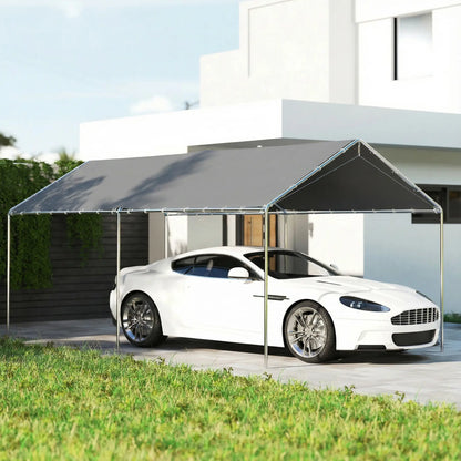 10'x20' Heavy Duty Galvanized Carport Canopy, Anchor Kit, Grey Car Shelters at Gallery Canada