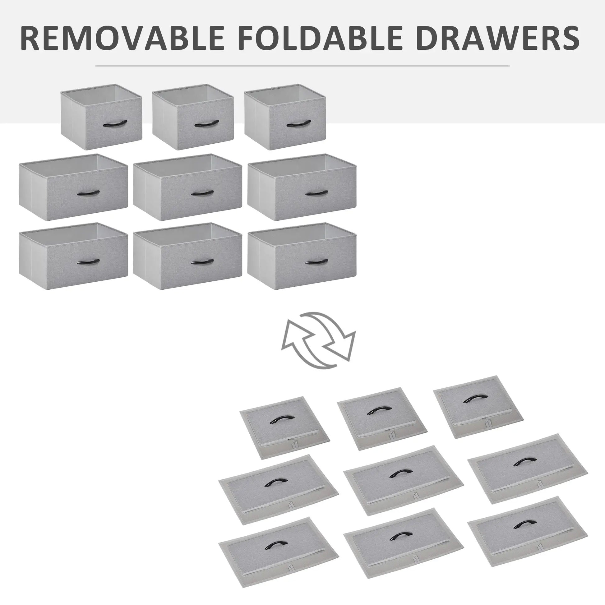 9-Drawer Dresser, 4-Tier Fabric Storage Tower, Grey Storage Cabinets at Gallery Canada