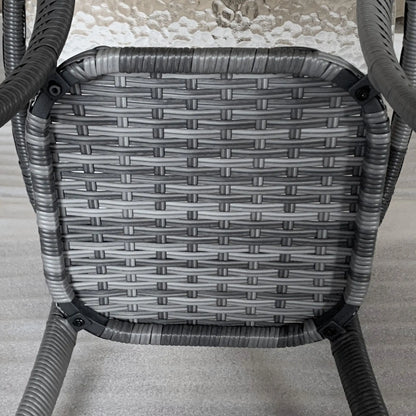 Outdoor Coffee Table With Storage Shelf, Hand-Woven Wicker Side Table, Mix Grey Patio Side Tables at Gallery Canada