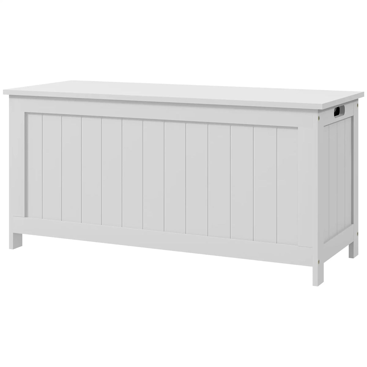 White Storage Trunk with Safety Hinges, Entryway Bench, Side Handles, White Storage Ottomans & Benches White at Gallery Canada