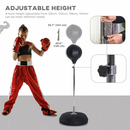 Freestanding Boxing Bag, Adjustable 49.6-56.7in, Black