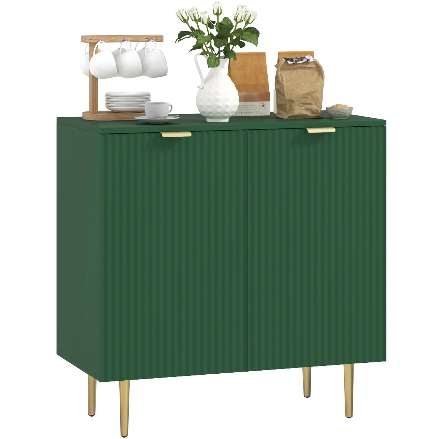 Modern Kitchen Cabinet, Adjustable Shelves, Metal Legs, Green Bar Cabinets at Gallery Canada