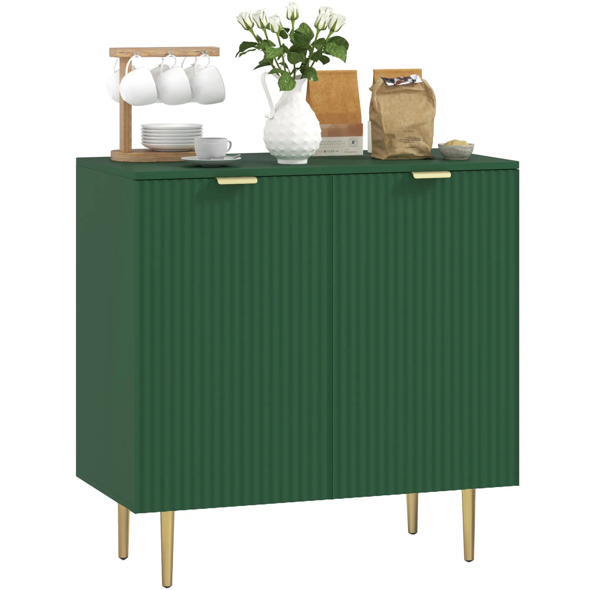 Modern Kitchen Cabinet, Adjustable Shelves, Metal Legs, Green Bar Cabinets at Gallery Canada