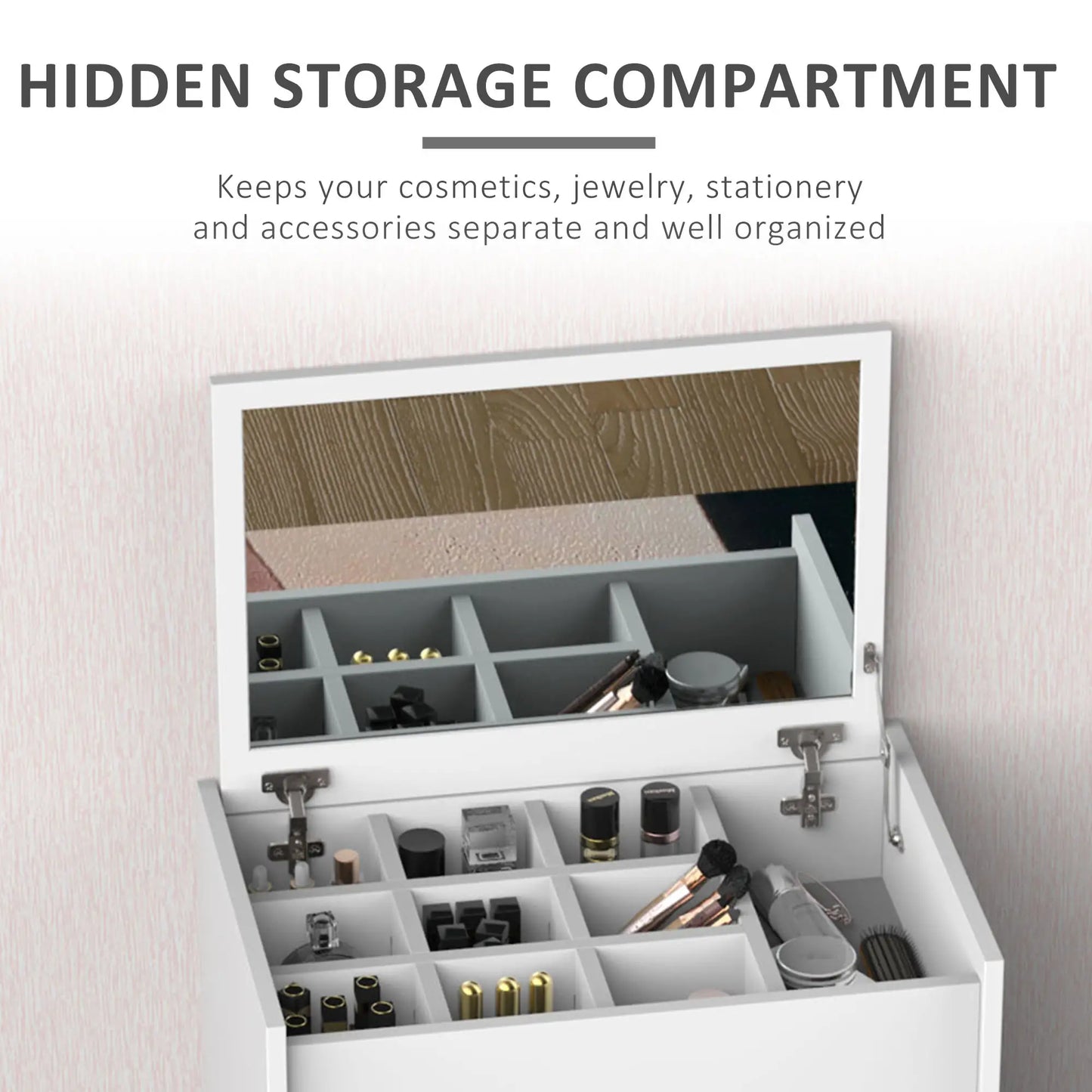 Modern Vanity Set, Makeup Table with Cushioned Stool, Flip Top Mirror, White Dressing & Vanity Tables at Gallery Canada