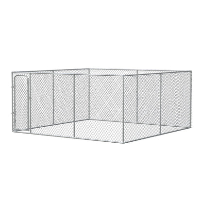 172.2 Sq. Ft. Dog Playpen, Galvanized Steel Frame, 13' L x 13' W x 5.9' H Houses, Kennels & Pens Silver at Gallery Canada