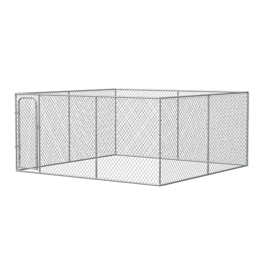 172.2 Sq. Ft. Dog Playpen, Galvanized Steel Frame, 13' L x 13' W x 5.9' H Houses, Kennels & Pens Silver at Gallery Canada