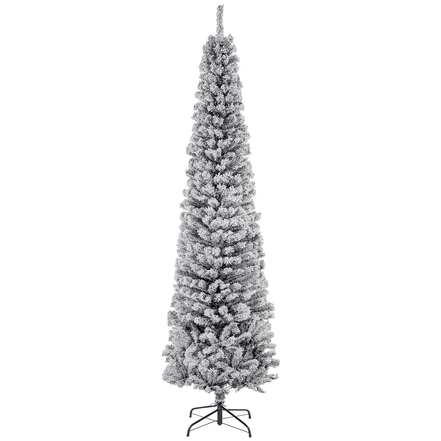 7.5ft Flocked Pencil Christmas Tree, Realistic Branch Tips, Black Flocked Christmas Trees Black at Gallery Canada