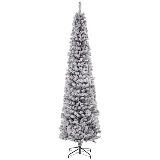 7.5ft Flocked Pencil Christmas Tree, Realistic Branch Tips, Black Flocked Christmas Trees Black at Gallery Canada