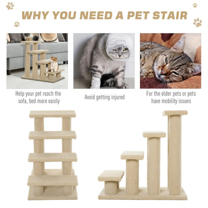23.5" 4 Tier Pet Stairs, Dog Cat Step, Cream White Cat Stairs at Gallery Canada