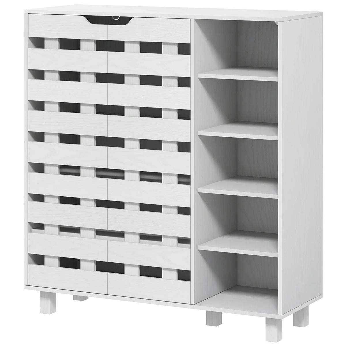 21 Pair Shoe Cabinet, 5-Tier Double Door Cupboard, White Shoe Storage Cabinets & Racks at Gallery Canada
