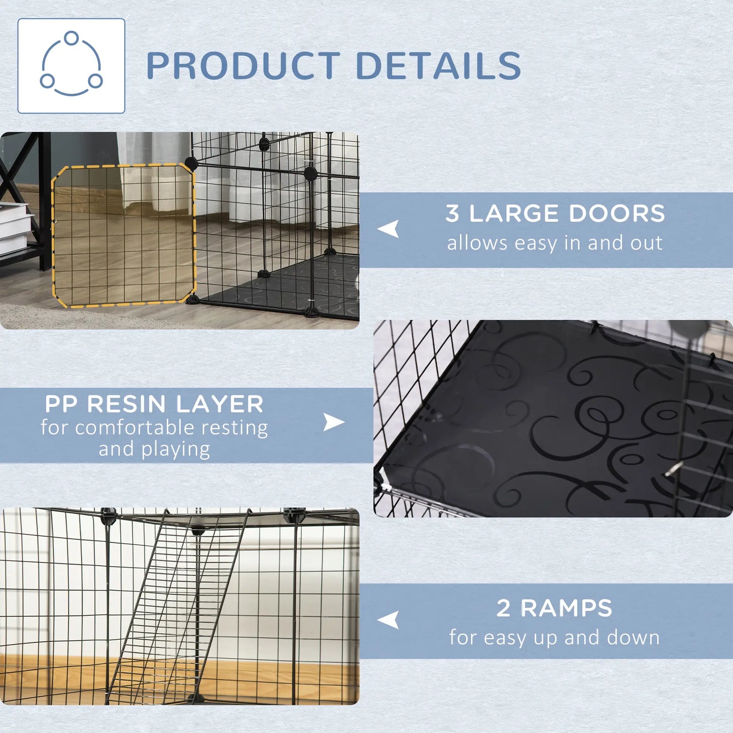 39 Pcs Small Animal Cage, Bunny Hutch, Portable Metal Wire, Black Houses & Habitats at Gallery Canada