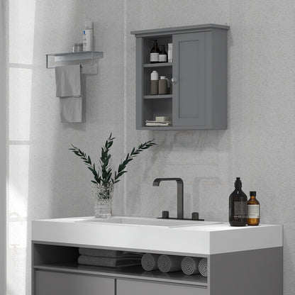 Bathroom Wall Cabinet, Wall Mounted Medicine Cabinet with 3 Open Shelves and Storage Cupboard for Laundry Room, Grey at Gallery Canada