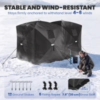 4 Person Pop-Up Ice Fishing Tent, Portable Shelter, Black