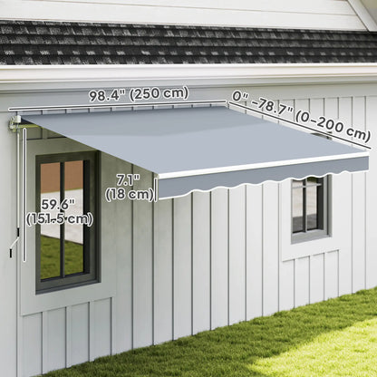8' x 7' Retractable Awning, UV Water-Resistant Fabric, Aluminum Frame, Grey Deck Awnings at Gallery Canada