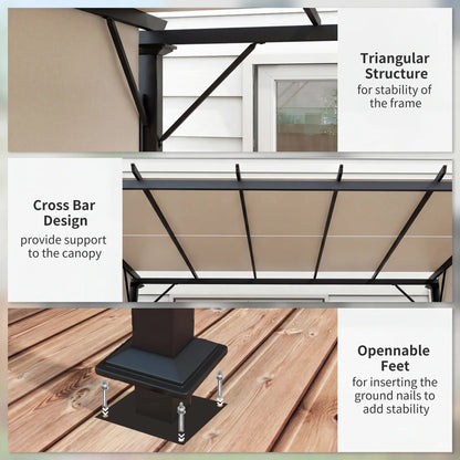 12' x 10' Outdoor Gazebo, Retractable Canopy, Steel Frame, Light Brown Pergolas at Gallery Canada