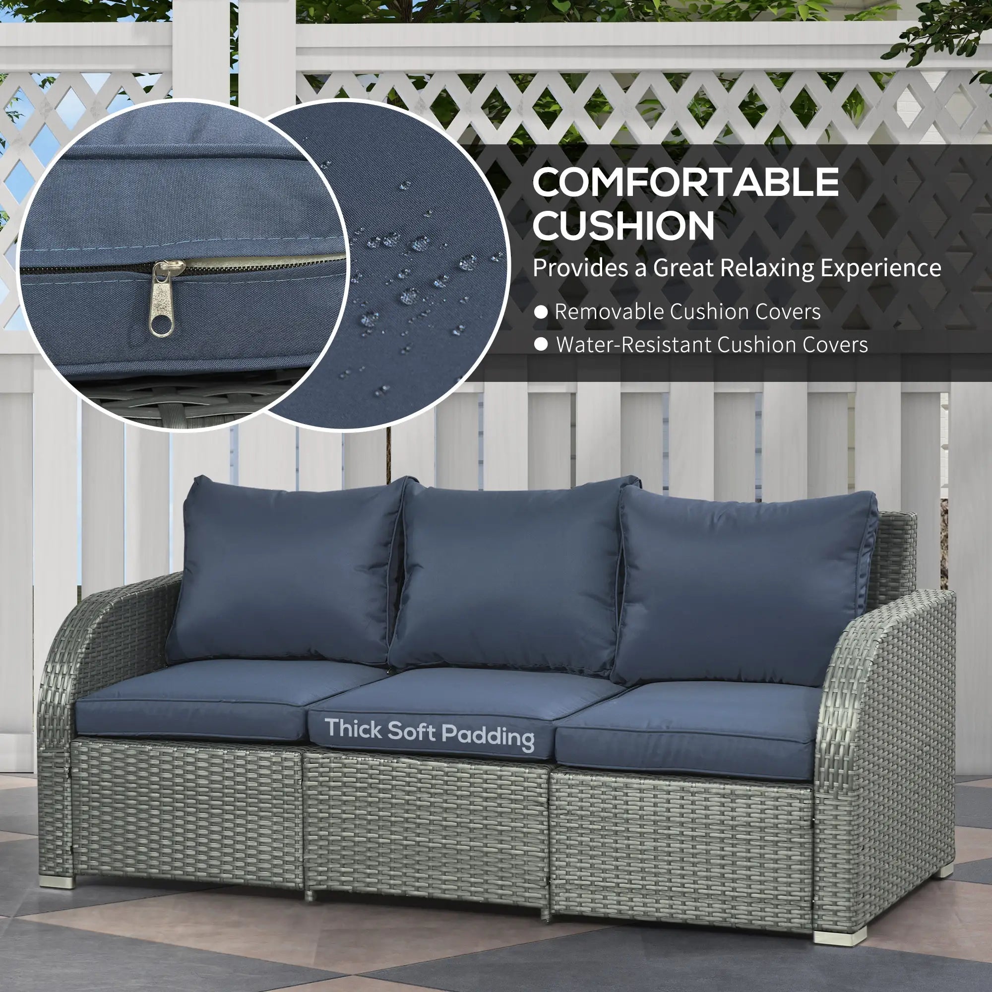 6-Piece PE Wicker Patio Sectional Set, with Cushions, Dark Blue Patio Furniture Sets at Gallery Canada