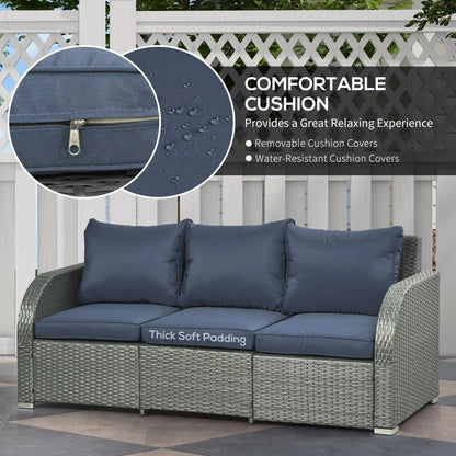 6-Piece PE Wicker Patio Sectional Set, with Cushions, Dark Blue Patio Furniture Sets at Gallery Canada